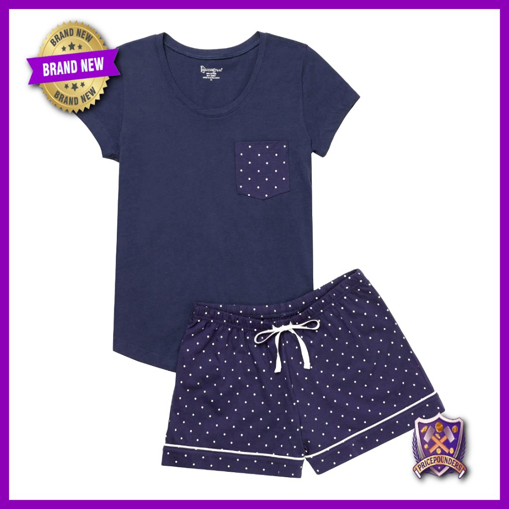 Plus Size Cotton Pajama Set Short Sleeve Top Capri Pants Relaxed Fit